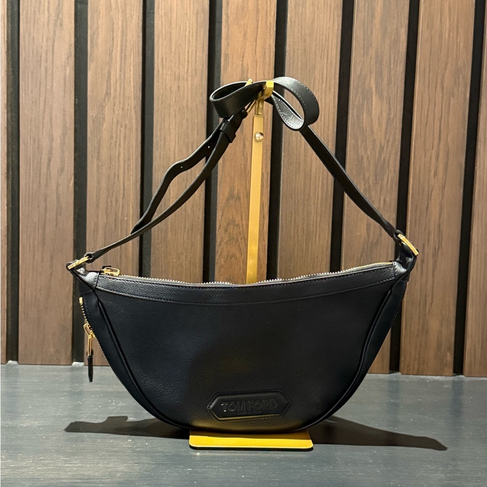 Tom Ford Black Crescent Crossbody Shoulder Bag